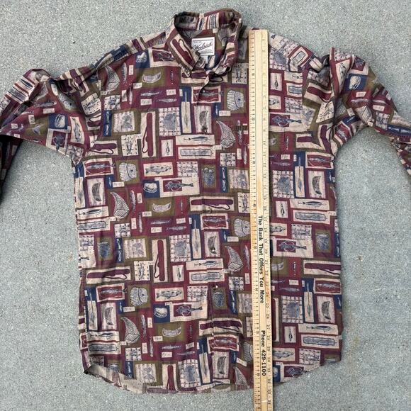 Vintage Woolrich Rustic Fisherman Fly Fishing Long Sleeve Shirt LARGE TALL READ - Picture 3 of 8